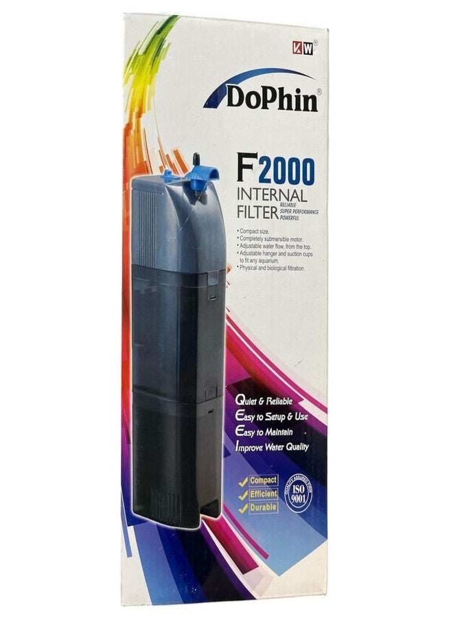 فلتر داخلي Dophin F2000 لأحواض أسماك الزينة | محرك غاطس بالكامل | معدل التدفق: 850/800 لتر/ساعة | مناسب لأحواض أسماك سعة 160 لترًا | (أصلي من متجر Tunai) - Image 1